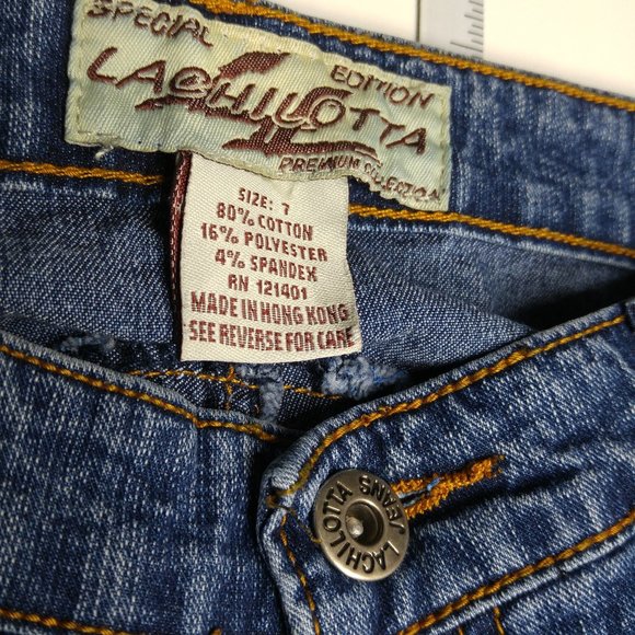 Lachilotta Flare Jeans Juniors 7 Embellished Bling Embroidered Stretch Low B055 - Picture 3 of 8